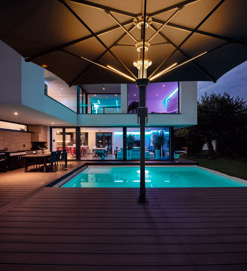 Bahama Großschirm mit Beleuchtung für Terrasse in Düsseldorf 